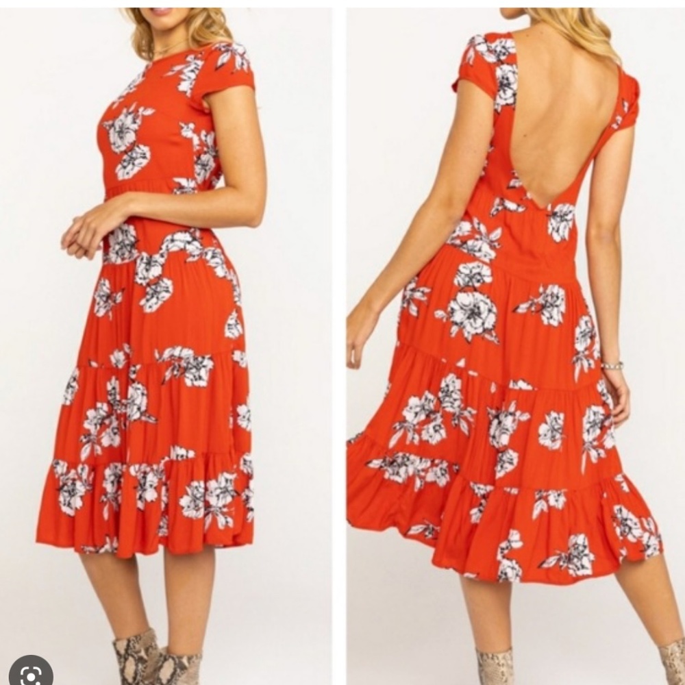 Free People Rita Floral Dress Red size Medium